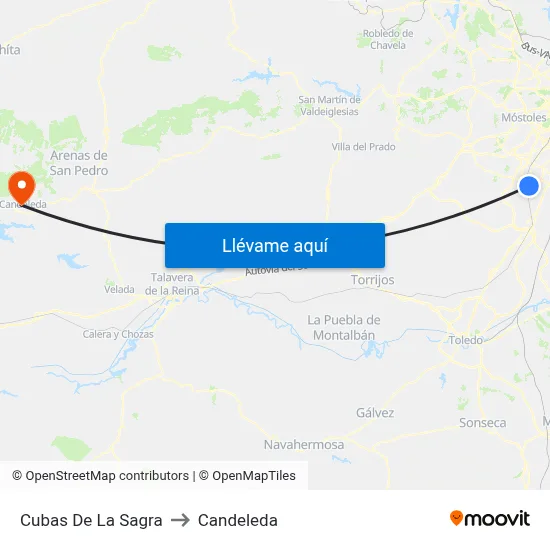 Cubas De La Sagra to Candeleda map