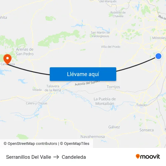 Serranillos Del Valle to Candeleda map