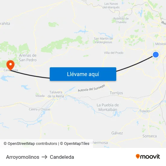 Arroyomolinos to Candeleda map