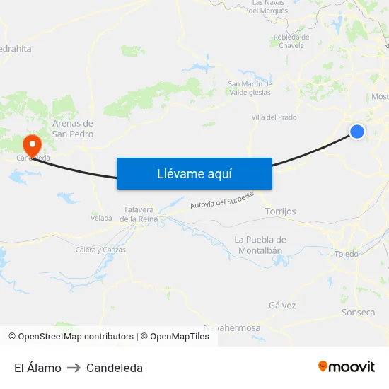 El Álamo to Candeleda map