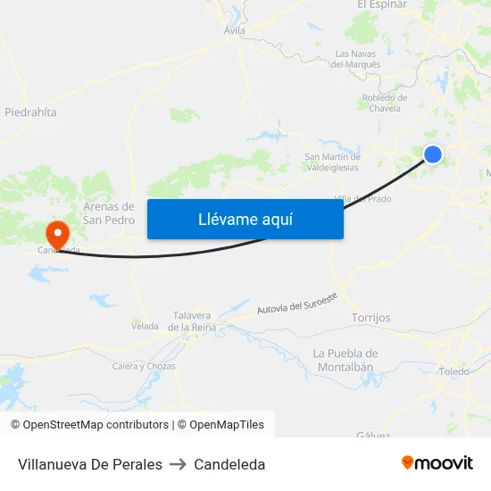 Villanueva De Perales to Candeleda map