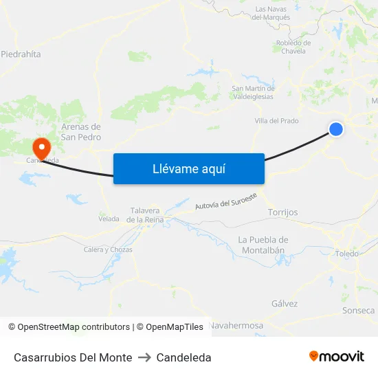 Casarrubios Del Monte to Candeleda map
