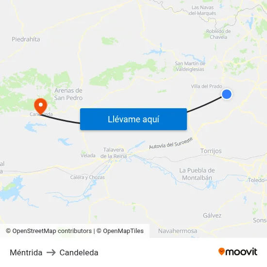 Méntrida to Candeleda map