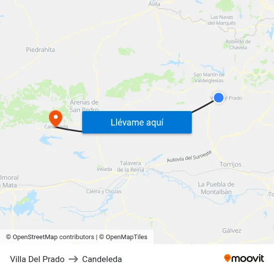 Villa Del Prado to Candeleda map