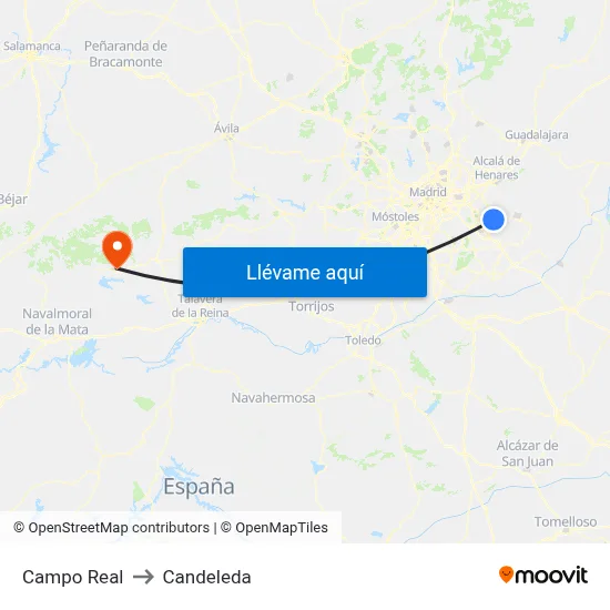 Campo Real to Candeleda map