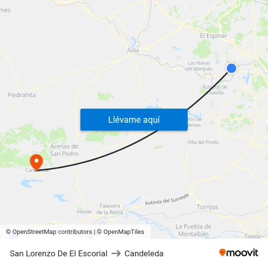 San Lorenzo De El Escorial to Candeleda map