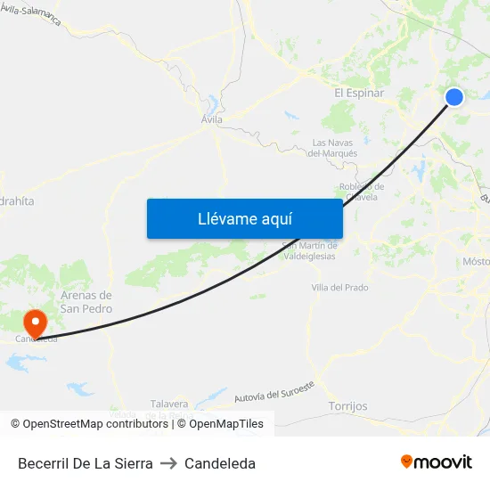 Becerril De La Sierra to Candeleda map