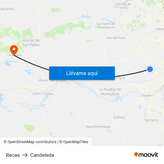 Recas to Candeleda map