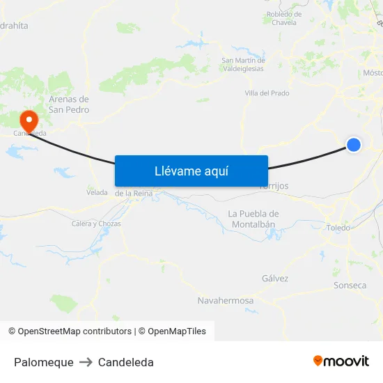 Palomeque to Candeleda map