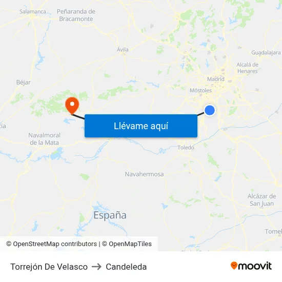 Torrejón De Velasco to Candeleda map