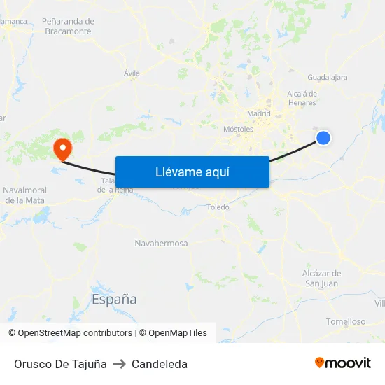 Orusco De Tajuña to Candeleda map