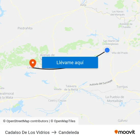 Cadalso De Los Vidrios to Candeleda map