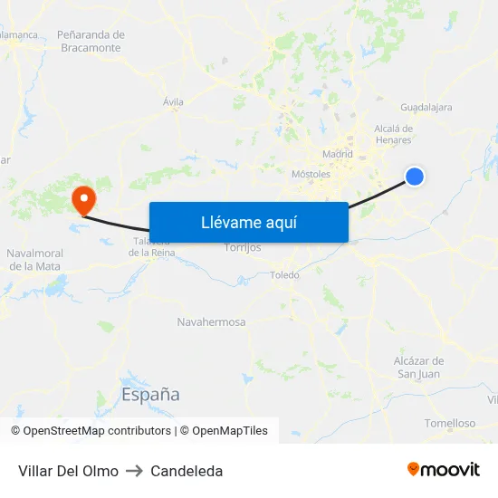 Villar Del Olmo to Candeleda map