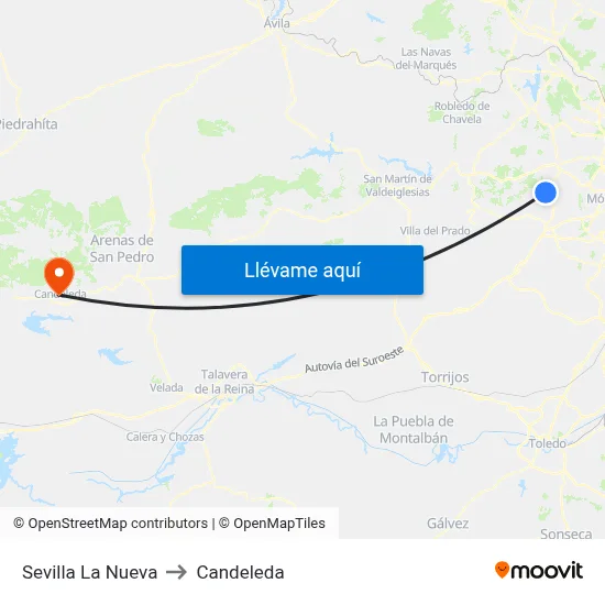 Sevilla La Nueva to Candeleda map