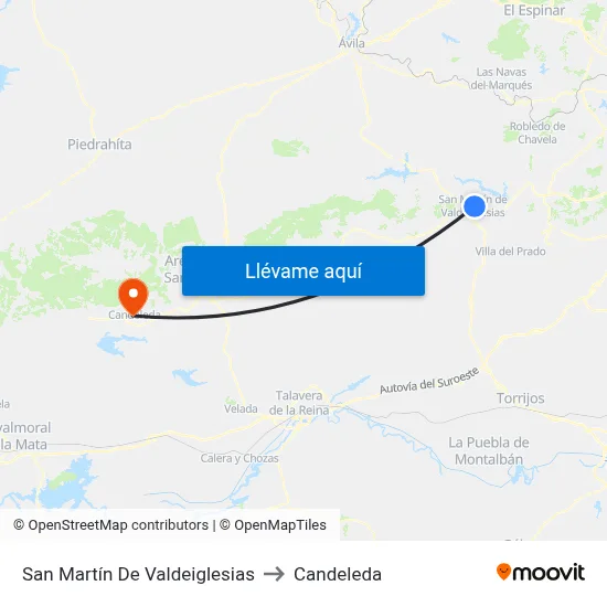 San Martín De Valdeiglesias to Candeleda map