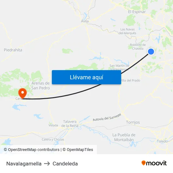 Navalagamella to Candeleda map