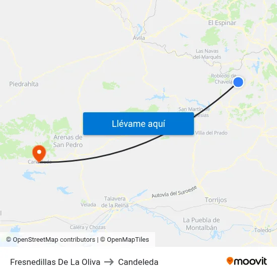 Fresnedillas De La Oliva to Candeleda map