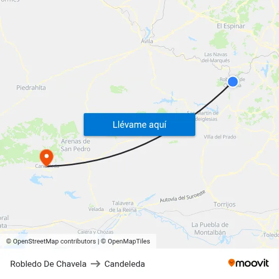 Robledo De Chavela to Candeleda map