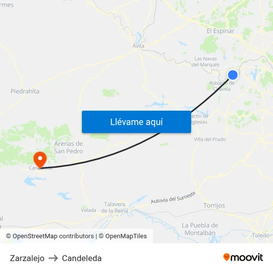 Zarzalejo to Candeleda map