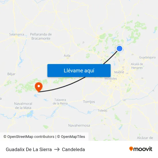 Guadalix De La Sierra to Candeleda map