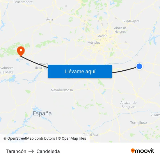 Tarancón to Candeleda map