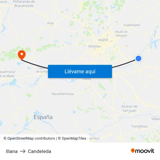 Illana to Candeleda map