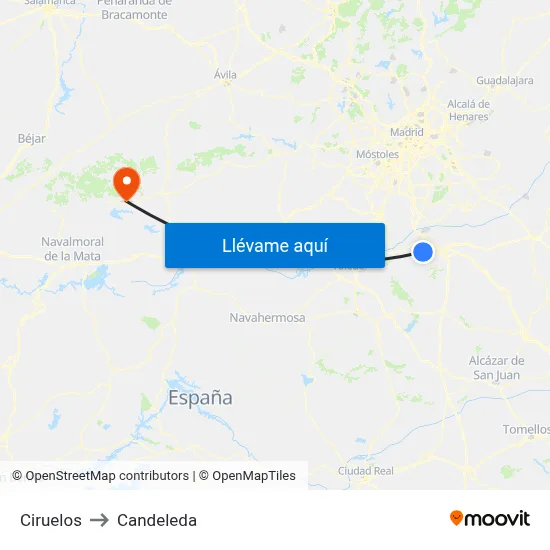 Ciruelos to Candeleda map