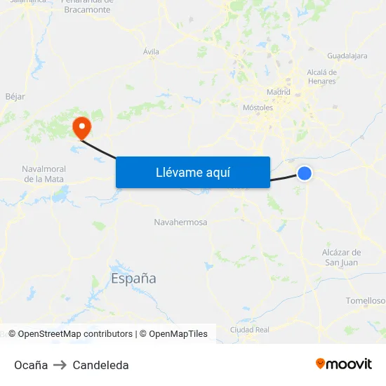 Ocaña to Candeleda map