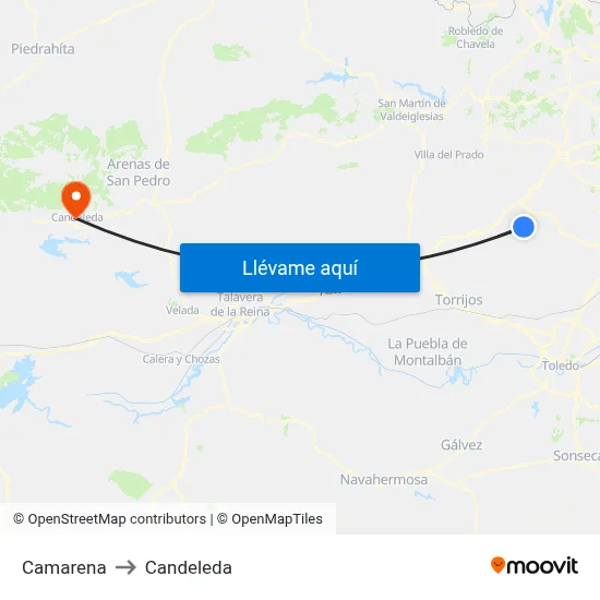 Camarena to Candeleda map