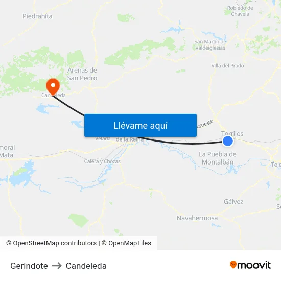 Gerindote to Candeleda map