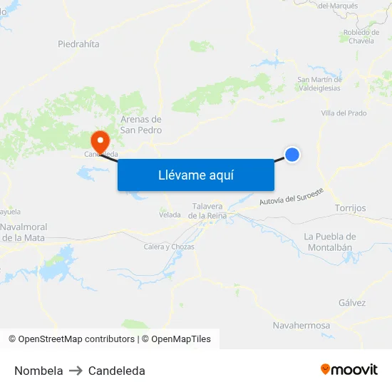 Nombela to Candeleda map