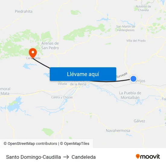 Santo Domingo-Caudilla to Candeleda map