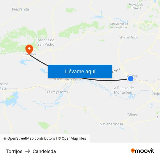 Torrijos to Candeleda map