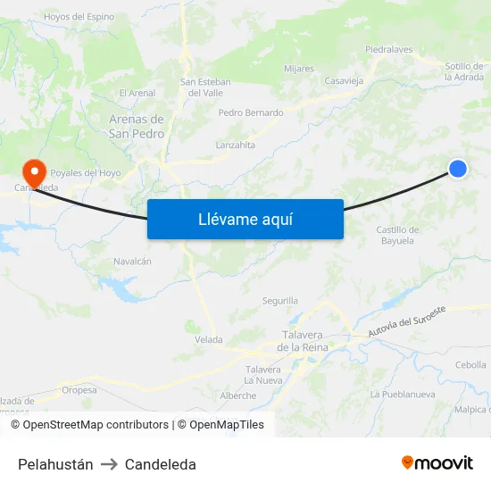 Pelahustán to Candeleda map