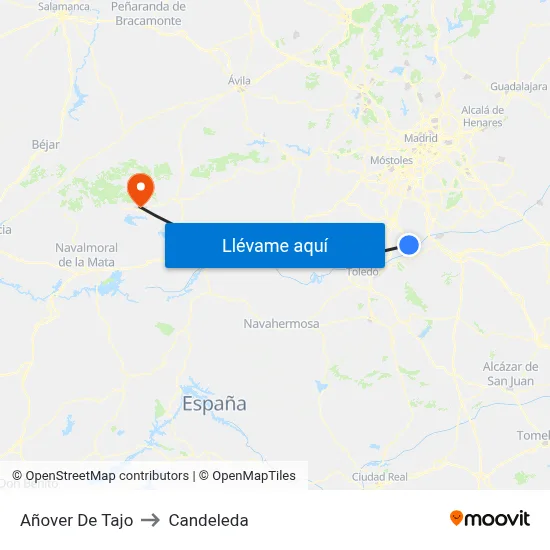 Añover De Tajo to Candeleda map