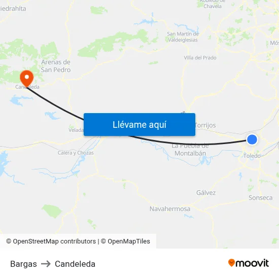Bargas to Candeleda map