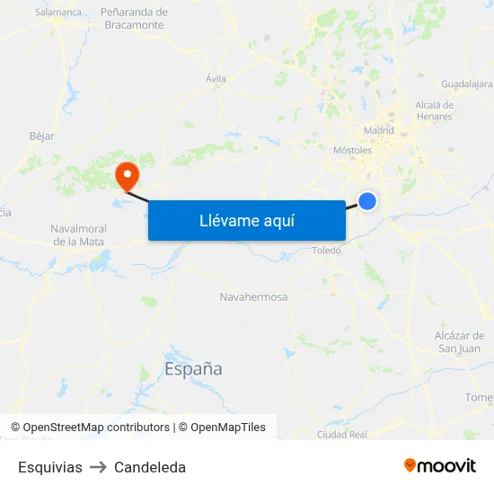Esquivias to Candeleda map