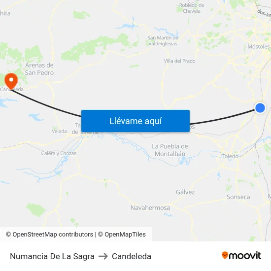 Numancia De La Sagra to Candeleda map