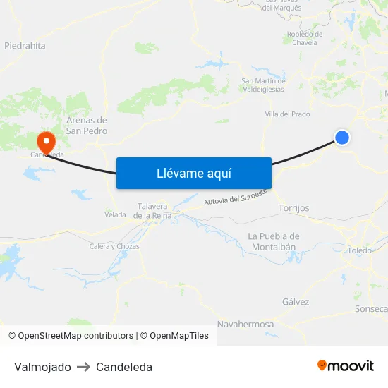 Valmojado to Candeleda map