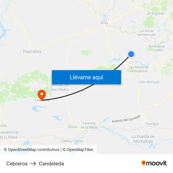 Cebreros to Candeleda map