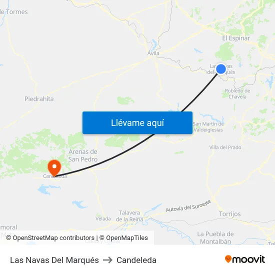 Las Navas Del Marqués to Candeleda map