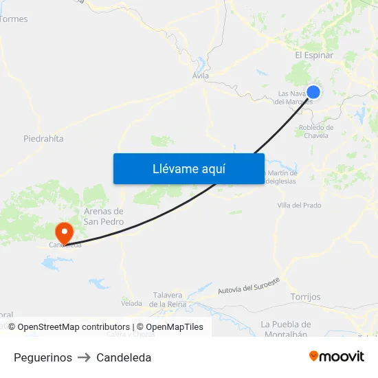 Peguerinos to Candeleda map
