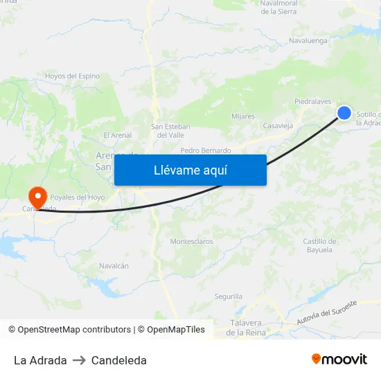 La Adrada to Candeleda map