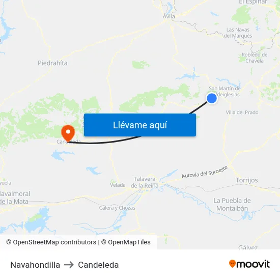 Navahondilla to Candeleda map