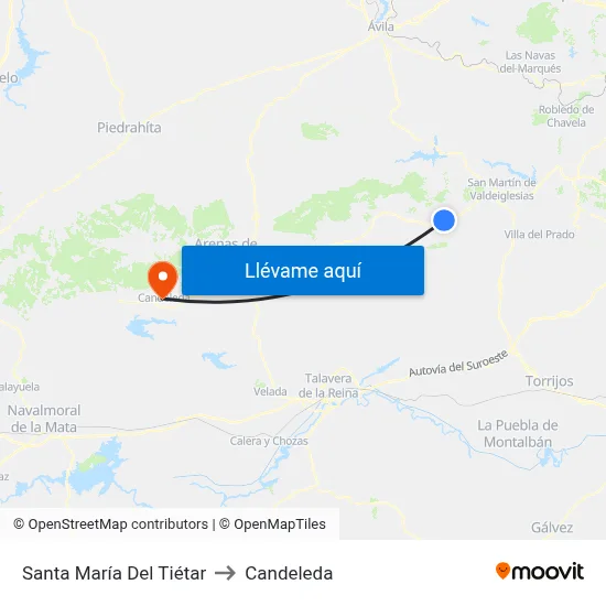 Santa María Del Tiétar to Candeleda map