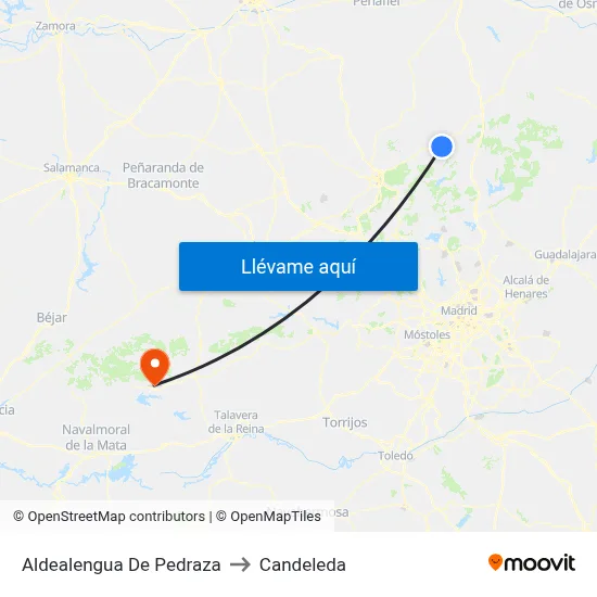 Aldealengua De Pedraza to Candeleda map