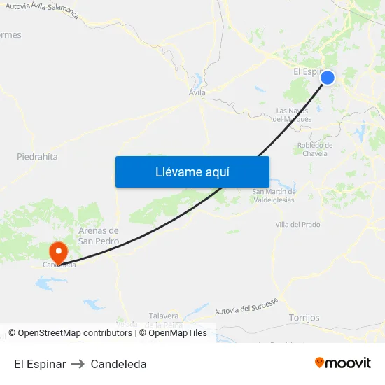 El Espinar to Candeleda map