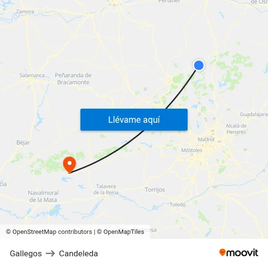 Gallegos to Candeleda map