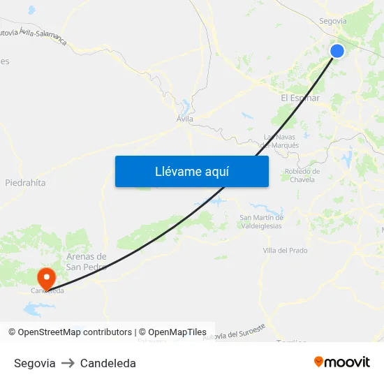 Segovia to Candeleda map