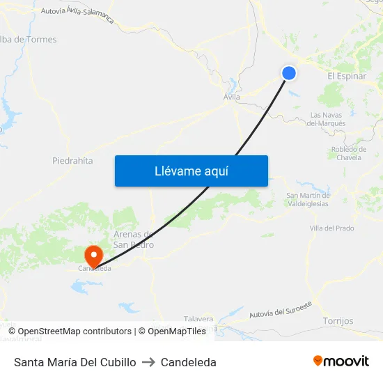Santa María Del Cubillo to Candeleda map